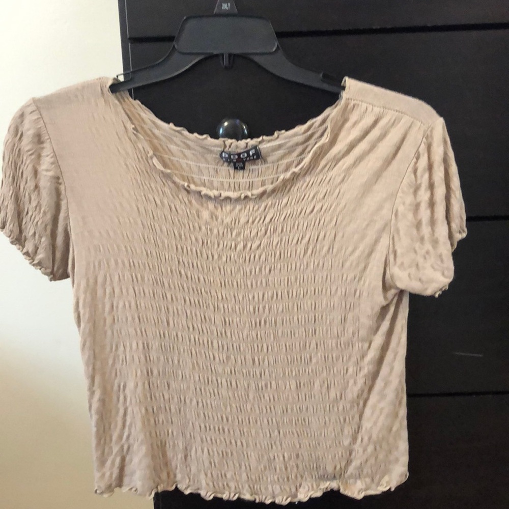 a ruffles crop top thats stretchy